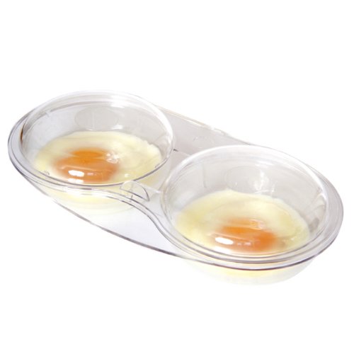 Dexam 17840348 2-Piece 21 cm Microwave Egg Poacher with Lid for 2 Eggs