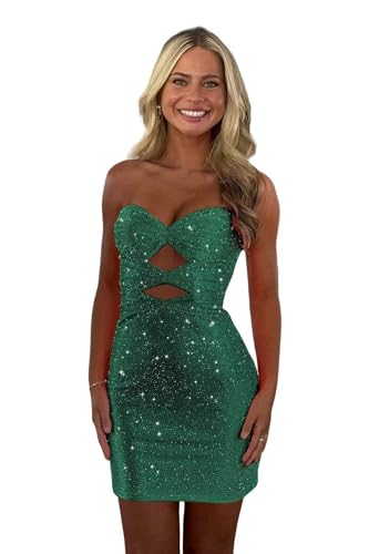 Sparkly Sequin Homecoming Dresses Tight Corset Strapless Sexy Mini Cocktail Dresses