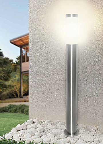Partenopea® Lampione a led lampioncino con attacco per Lampadine E27 illuminazione da esterno palo da giardino per sentieri moderno (Silver 1 Metro, Luce Naturale 4000K)