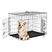 FDW 30 inch Dog Crate Dog Kennel Cage with Double Door Folding Metal Wire Dog Cage with Removable Tray&Divider Panel,Pet Crate for Medium Dogs,Black