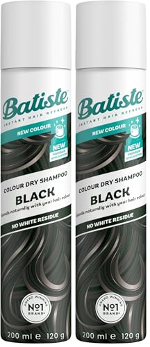Batiste Dry Shampoo Black Hint of Colour, Instantly Refreshes Dark Hair, Removes Oil, Boost Volume & Adds Texture, Blends Seamlessly with Colour-Matching Formula for a Natural Finish, 200 ml