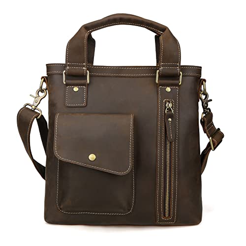 [Morsut] ショルダーバッグ メンズ 本革 牛革 大容量 2way A4 縦型 肩掛けバッグ 手提げバッグ 男性用 メッセンジャーバッグ 通勤 通学 出張 人気 トートバッグ