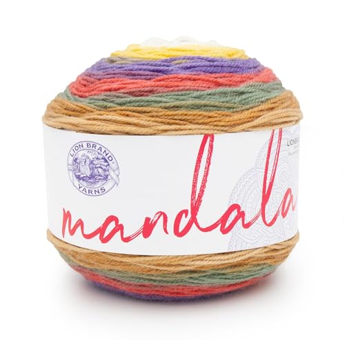 Image of Lion Brand Yarn, Mandala DK Lightweight Yarn for Knitting, Crochet, and Crafts, Moomba, 1 Pack, Self-Striping Acrylic Fiber for Baby Blankets, Multicolor Shawls and Variegated Cardigans
