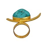Gold vergoldet Ring Handgefertigt Grün Türkis Edelstein Gelb Vergoldet Ring