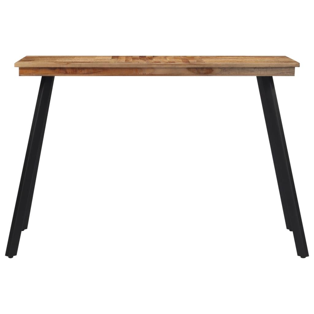 Generico Tavolo da Pranzo Rettangolare 120x62x76 cm in Legno Massello di Teak con Telaio in Ferro Nero, Piano Robusto per Cibo e Bevande, Sala da Pranzo o Cucina