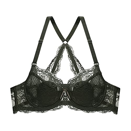 Soutien-gorge non rembourré vert olive WENJUN légèreté et transparence sexy à armatures
