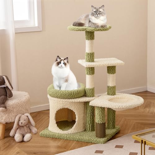 Tangkula Torre para Gatos Verde Multi-Nivel con Rascadores y Hamaca miniatura 2
