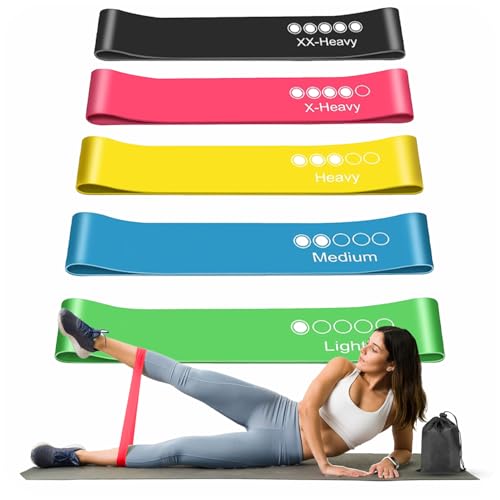 Resistance Bands, Set of 5 Different Levels, Exercise Band for Home Gym, Training and Yoga with Carrying Bag