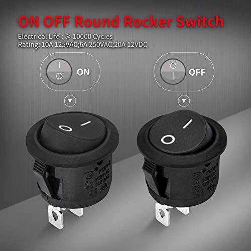 Daiertek KCD1-5-101-FBA On Off Round Rocker Switches Spst 20Mm Mini 12 Volt Dc Mini Circle Toggle Switch 12V thumb #1