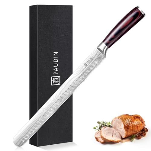 PAUDIN Schinkenmesser Tranchiermesser 30 cm, Küchenmesser für Schinken, Profi Fischmesser aus hochwertigem Edelstahl, Extra Scharfe Lachsmesser mit...