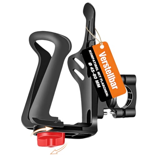 SUNFATT Flaschenhalter Fahrrad-[50-75mm]-2025 Größenverstellbare Getränkehalter Fahrrad,montierbar an Rahmen oder Lenker.Trinkflaschenhalter für Fahrrad,MTB,E-Bikes,E Scooter,Rennrad,Hometrainer