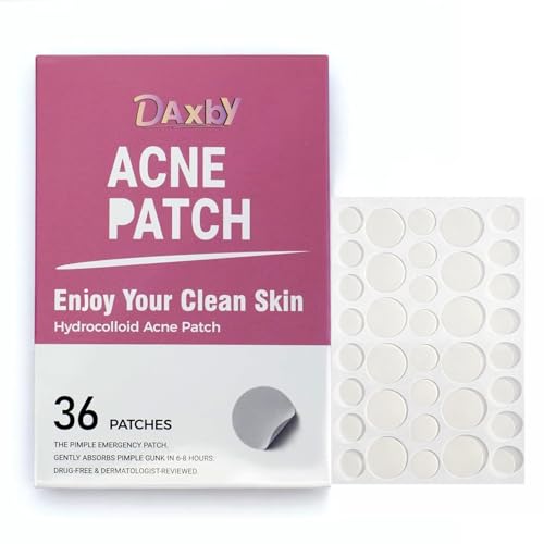 Daxby Acne Patch Hydrocolloid Pimple Covers – Invisible Blemish Spot Patches, Thin & Gentle, 36 Count