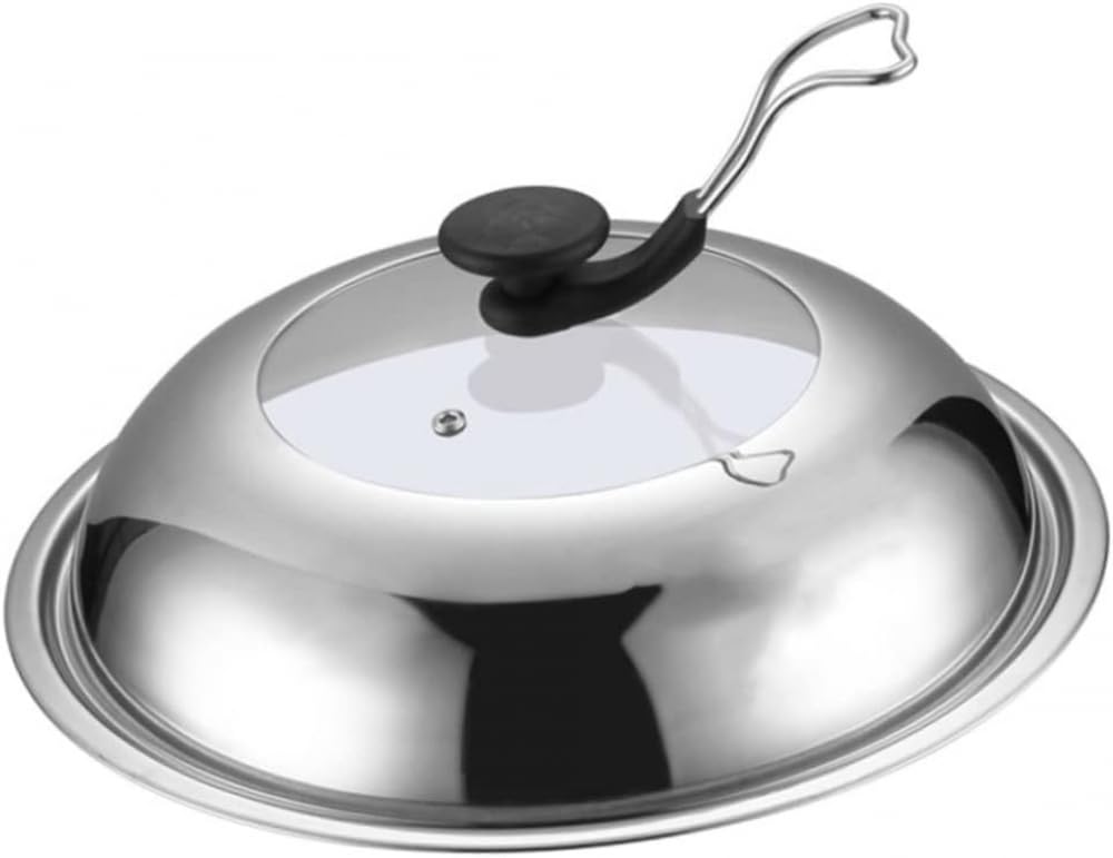 Coperchio per pentola in acciaio inox, contenitore in vetro con coperchio, in silicone, per arrostire, con coperchio, coperchio visivo per pentola, copertura visibile, straccio, plastica, 40 cm