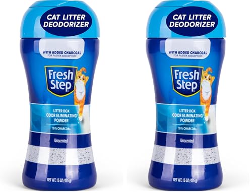 Fresh Step Odor Eliminator Powder, Unscented | Charcoal Formula | 15 Ounces | Sifting Pour Cap | For Litter Boxes