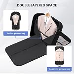 Sacs de vêtements pour le voyage, Sac de vêtements double couche avec bandoulière, Sacs sans pliage pour vêtements de voyage pour accrocher des vêtements, sacs de voyage pliables pour les hommes, noir