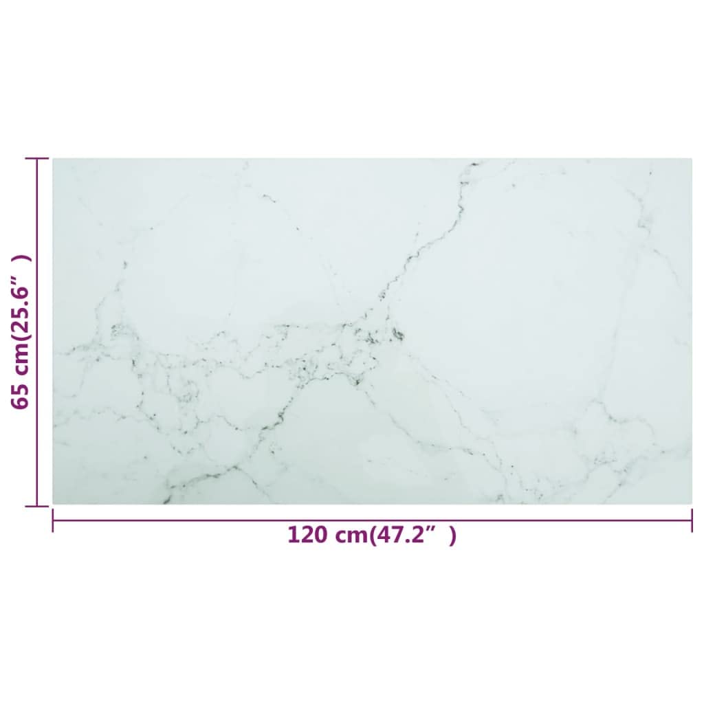 vidaXL Dessus de Table de Remplacement Rechange Dessus de Table de Salle à Manger Jardin Extérieur Blanc 120x65 cm 8 mm Verre Trempé