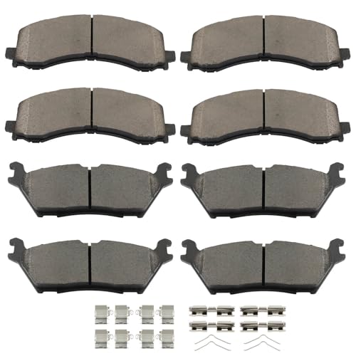 Image of SCITOO D2382 D2383 Front & Rear Ceramic Brake Pads Sets w /Hardware Replacement For Ford For Bronco 22-24,For Ford For Expedition 22-24,For Ford For F-150 21-24,For Lincoln For Navigator 22-24