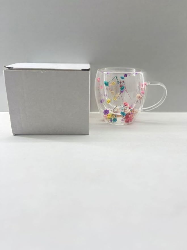 Shivaaro Double Walled Coffee Cups with Handle - Heat Resistant Glasses for Coffee, Tea, Milk, and Beverages - Novelty Colorful Design 250 ML 1
