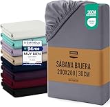 Utopia Bedding Sabana Bajera 200x200x30 cm - Gris - Bolsillo Profundo - Microfibra de Poliéster Cepillado (Cama 200)