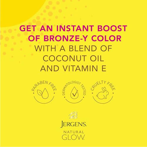 Image of Jergens Natural Glow Instant Sun Bundle: Deep Bronze Sunless Tanning Moisturizer + Bronzing Lotion, 6oz Bottle and Applicator Mitt