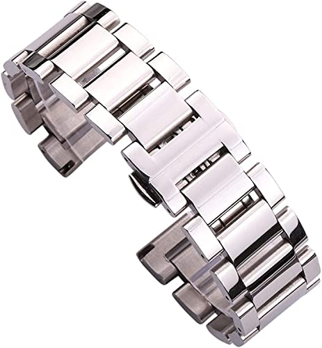 Bracelet de montre femme en acier inoxydable argent poli chic