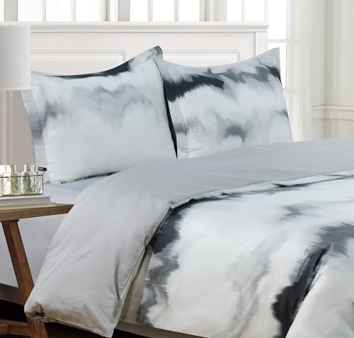 Majestic Giftware Madison Linen 6 Pcs Queen Size Duvet Bedding Set (BL512-Q) | Frosty Bliss 300 TC 100% Cotton Sateen | 1 Fitted Sheet, 1 Duvet, 4 Pillowcases - Ritz Collection