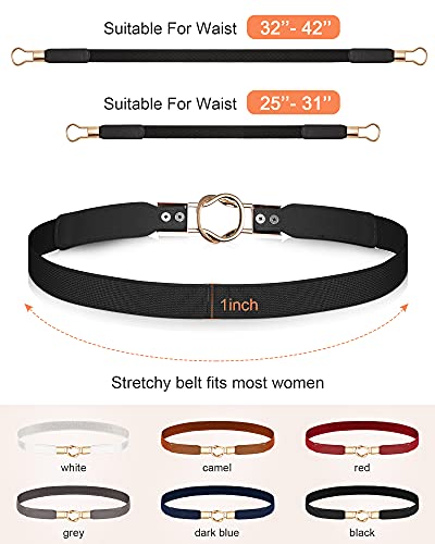 Foaincore 6 Pieces Skinny Women Belts for Women Belts for Dresses Elastic Waist Belt Retro Stretch Women Dress Belt Vintage Thin Stretchy Ladies Skirts Sweaters4