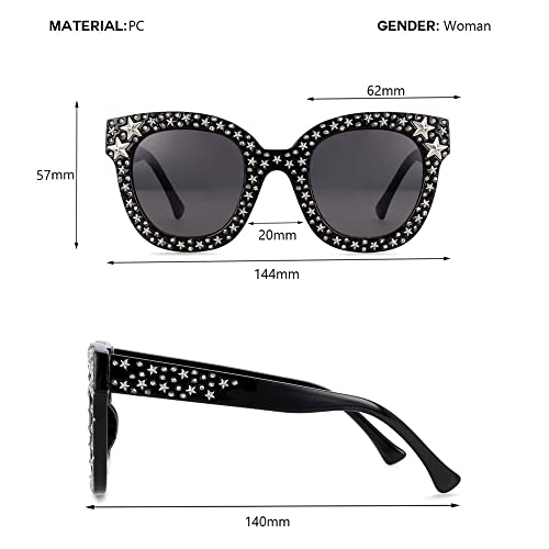 Shiny Many Stars Sunglasses Women Glasses Designer Fashion Cat Eye Female Shades UV Protection2