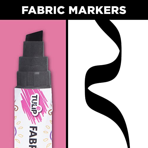 Tulip Permanent Fabric Marker, Black Jumbo Chisel Tip – No Heat Set, Minimal Bleed, Fast Drying for Clothes, Shoes, Bags & Fabric Crafts