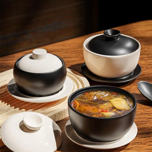 Bol à soupe en céramique avec son couvercle isolant pour garder au chaud - 3