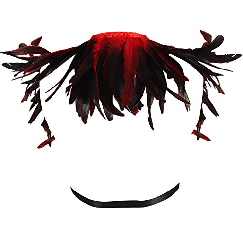 Feathers epaulets Men's body harness Top chest strap Punk gothic Stretchy fabric Adjustable size belt Burning Man3