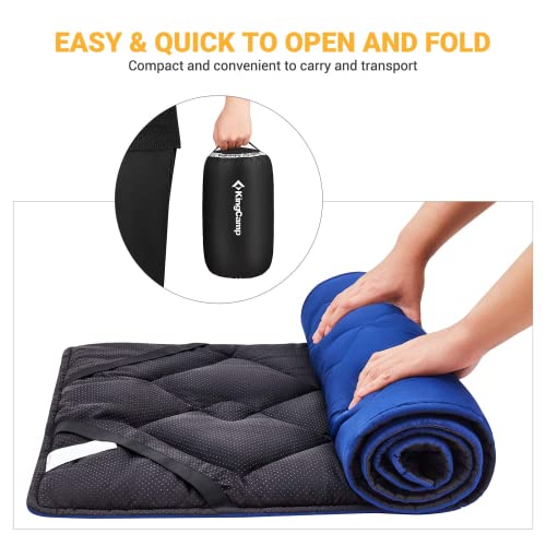Kingcamp Camping Sleeping Pad Cotton Cot Mat,75"* 25" Thicker Soft Warm Non-Slip Heated Cot Mattress Topper For Camping Hiking,Grey,Blue #TOP3