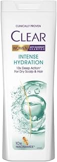 Clear Anti-Dandruff Intense Hydration Shampoo for Women, 360ml – Deep Moisturizing & Scalp Care Formula with Niacinamide, Dandruff Control and Moisture Balance for All Hair Types Pack of 4