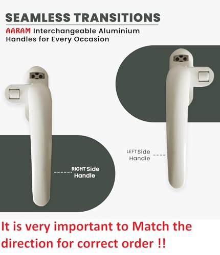Image of AARAM Aluminium Window Handle, Pack of 1, Single Point Domal Handle, Corrosion Free, Right Side, Replacement Handle for Window & Doors (White)