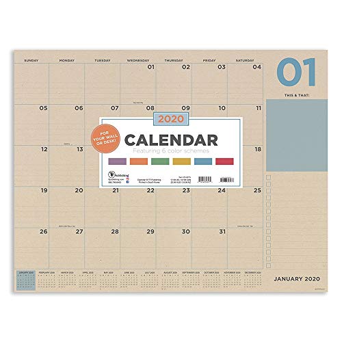 2020 Kraft Numeric Desk Pad Calendar