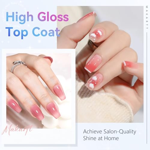 Makartt Top Coat Gel UV - No Wipe Top Coat Hochglanz-Finish, Lang Anhaltend 28+, Soak-Off UV/LED Nagellack Geschenk für Nagelstudio DIY Home 2Psc*10ml