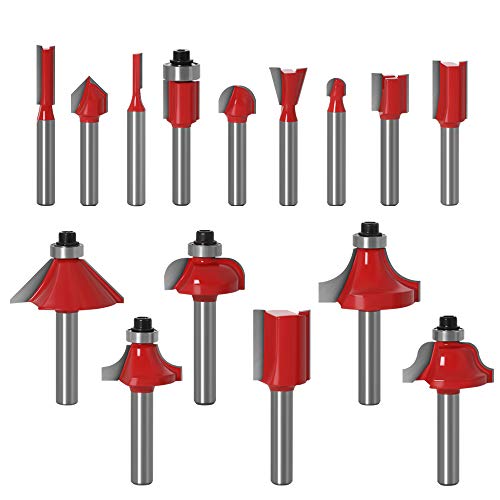 ZokMok 15 Pieces 1/4 Shank Router Bits, Beginners Woodworking Router Bits Set, Perfectly Suitable for Light Duty