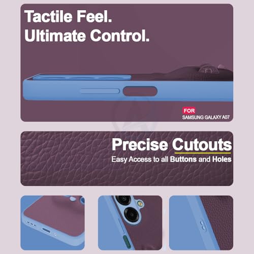 Image of AESTMO Back Case Cover for Samsung Galaxy A07 / M07 / F07 / F70E Back Cover | 3D Cat Cover | Leather Finish | Full Body Protection | Camera Protection Back Cover (Purple)