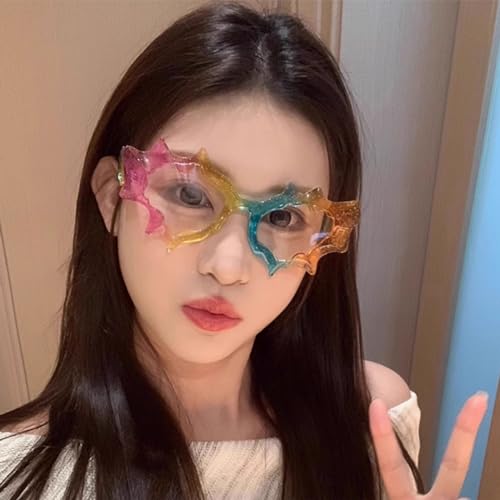 Futuristic Girls Irregular Frame Glasses Teenagers Hiphops Trend Nightclub Party for Adult Teens4