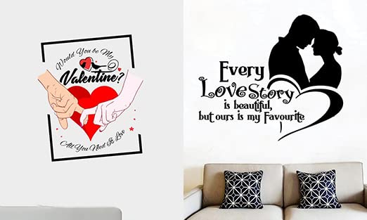 MericalCombo Set of 2 Wall Stickers Love Story|Valentine All You Need