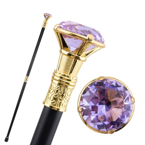 Canne dorée diamant violet bâton mode homme 93cm