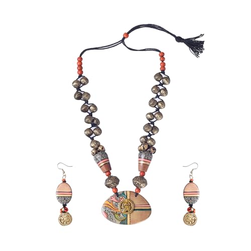 Image of AAKRITI ART CREATIONS Handcrafted Women's Jewelry Set - Ethnic Necklace and Earrings, Fashion Accessories for Special Occasions & Celebrations