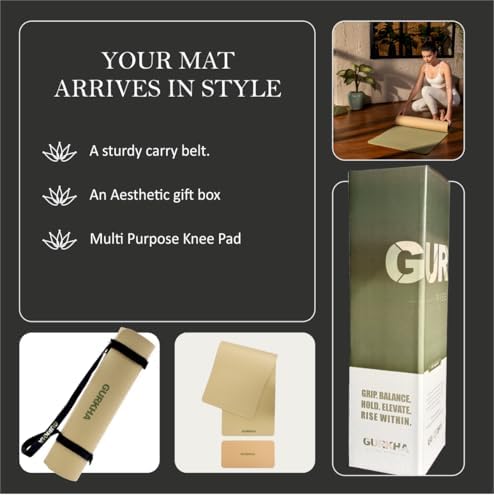 Image of GURKHA 8mm Extra-Cushioned TPE Yoga Mat + Support Pad Combo| Carry Bag |Non-Slip Performance Mat for Yoga, Pilates, HIIT & Home Workouts | Joint support Combo for Men Women - Raw Earth | 6X2 + 2X1 ft
