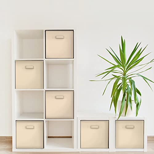 Home (Beige 6-Piece Set Bins For Shelves And Foldable Storage Cubes, Office, And Nursery Complete, (L) 11.15” X (W) 10.5” X (H) 10.5 #TOP5