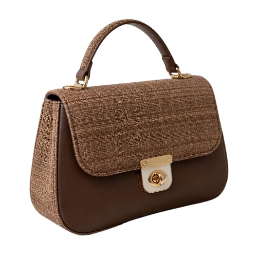 Women's Premium Brown Faux Leather Handbag | Elegant Top Handle Shoulder Bag with Gold Turn Lock Closure | Stylish Mini Purse for Office, Party, Travel & Daily Use-picture-20