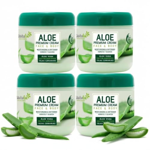 (Paquete de 4) Crema Aloe Vera Facial y Corporal, 300 ml, Versión Premium