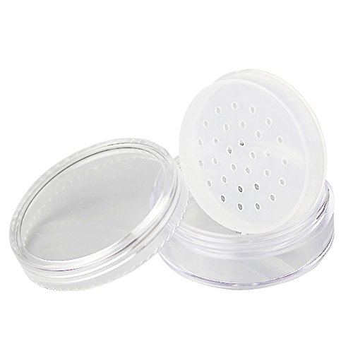 3 PCS 20ml Empty Transparent Plastic Foundation Make-up Powder Puff Box Case Container Holder with Sifter Filter and Screw Cap-Great for Powder Blusher and Loose Powder