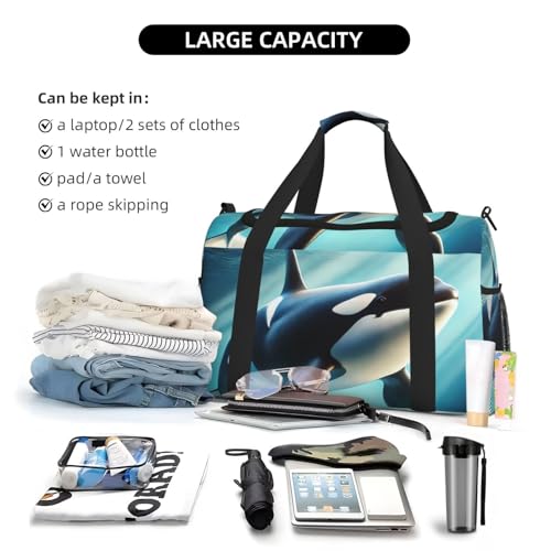 40l Gym Travel Duffel Bag Panda Killer Whales Carry-On Workout Overnight Backpack3