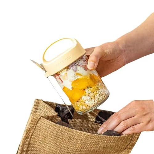 Bocaux à avoine réutilisables 430ml avec couvercle yaourt
