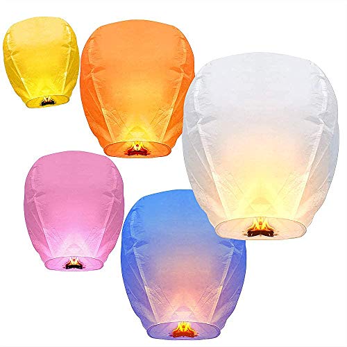 12 Pack Chinese Wishing Lanterns 100% ECO Friendly Biodegradable Paper Sky Lanterns with Fire Resistant Paper for Weddings Birthdays Memorials and Celebration Events